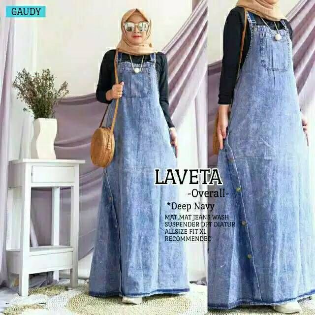 Overall jeans rok snow/overall snow/rok jeans/rok panjang/longdress jeans/overall murah