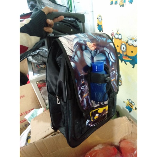 TROLY BATMAN Tas Ransel anak laki-laki Roda Free botol minuman