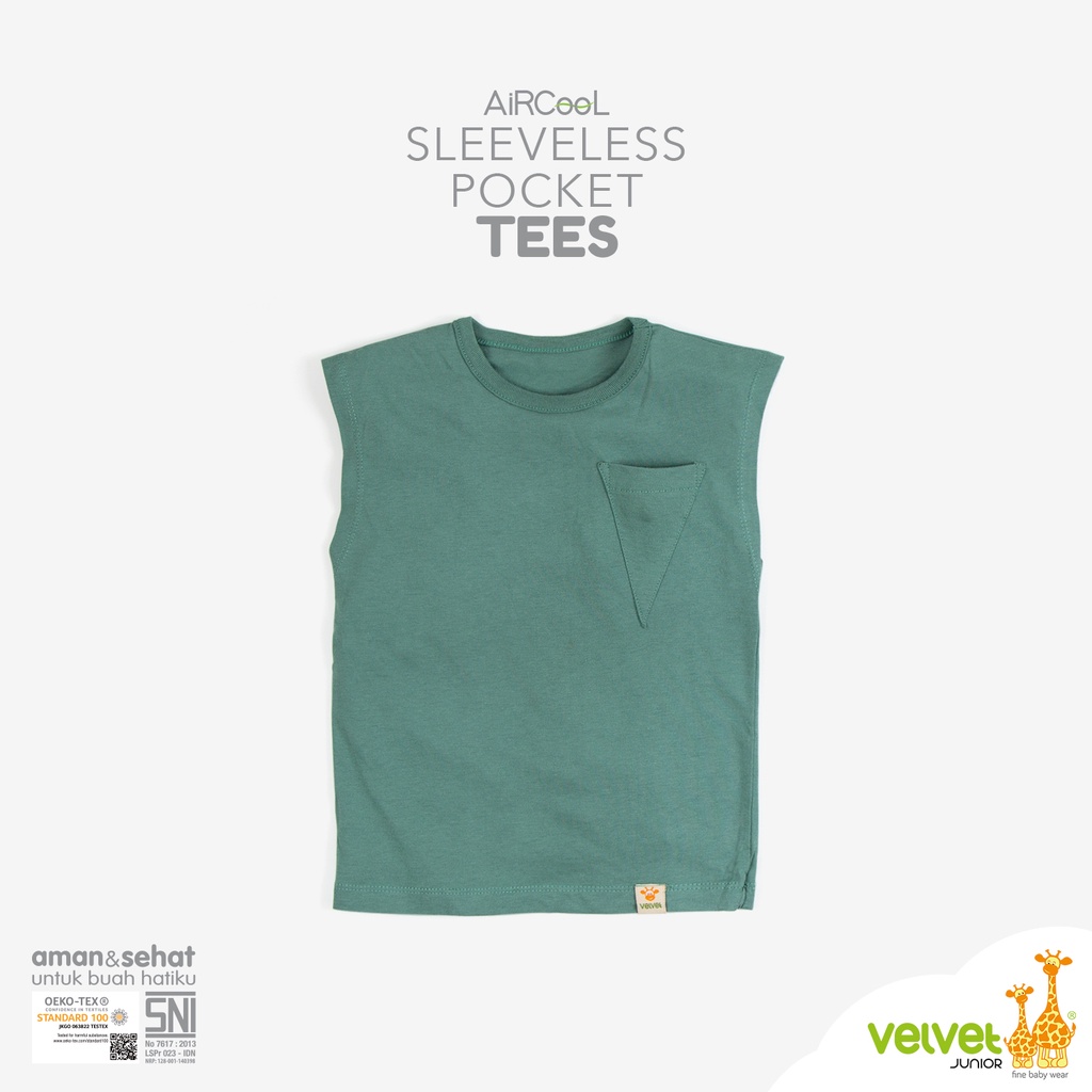 Velvet Junior Kaos Anak Laki-Laki - Sleeveless Pocket Tees - Granite Green / Army