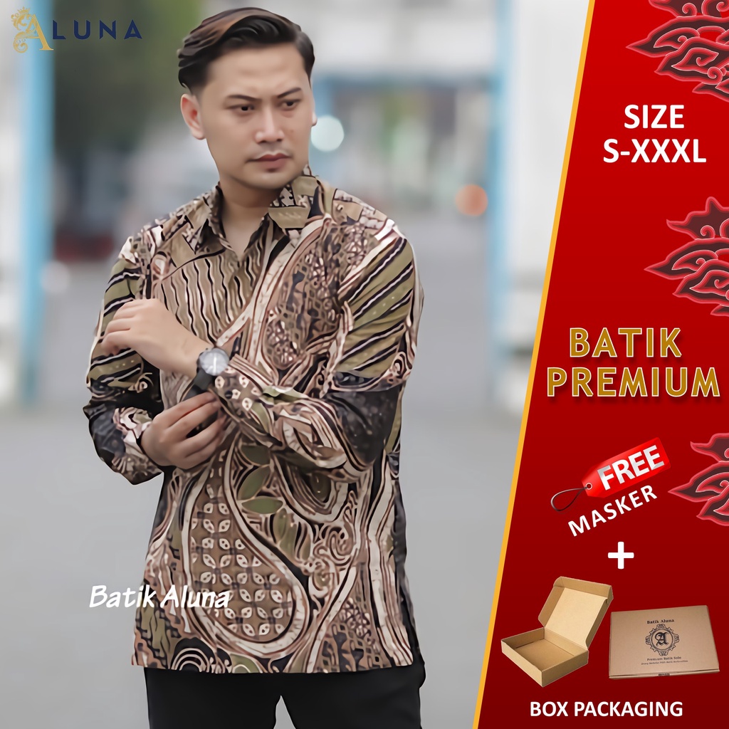 KEMEJA BATIK PRIA LENGAN PANJANG PREMIUM REGULAR MODERN BATIK ALUNA PCW 081