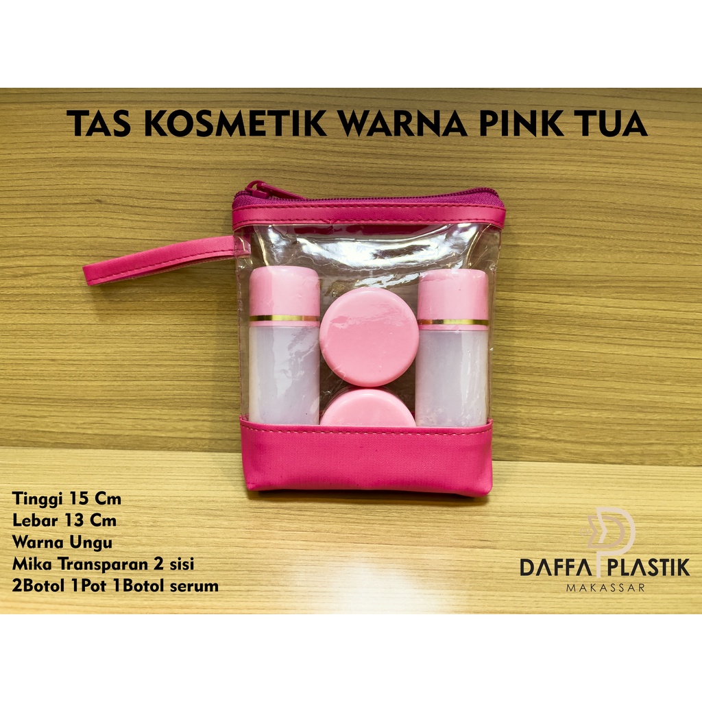 TAS KOSMETIK  / POUCH KOSMETIK WARNA PINK TUA