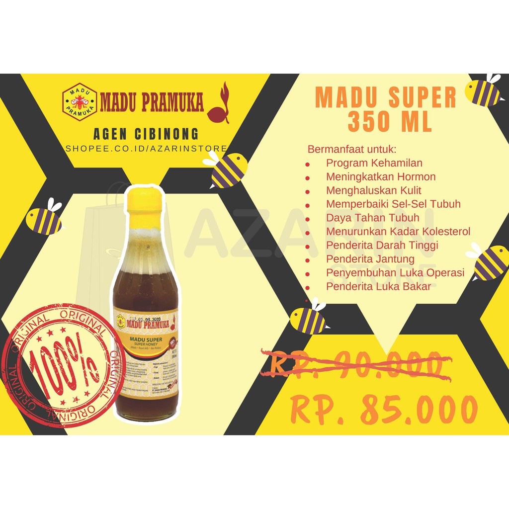 

Madu Pramuka Madu Super 350 ml (Madu + Pollen + Royal Jelly) Asli Diskon Harga Agen