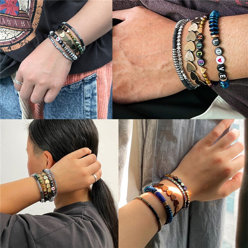 Manik-manik Batu Hematite Alami Bentuk Hati Ukuran 4 / 6 / 8 / 10mm Untuk Membuat Perhiasan Gelang Dan Kalung