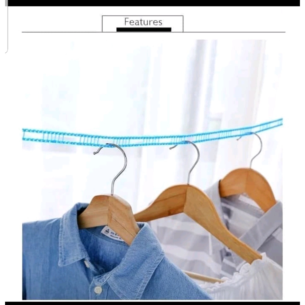 Gantungan Baju Tali jemuran 5 Meter Clothes Line Laundry Tambang 5M Magic Hanger