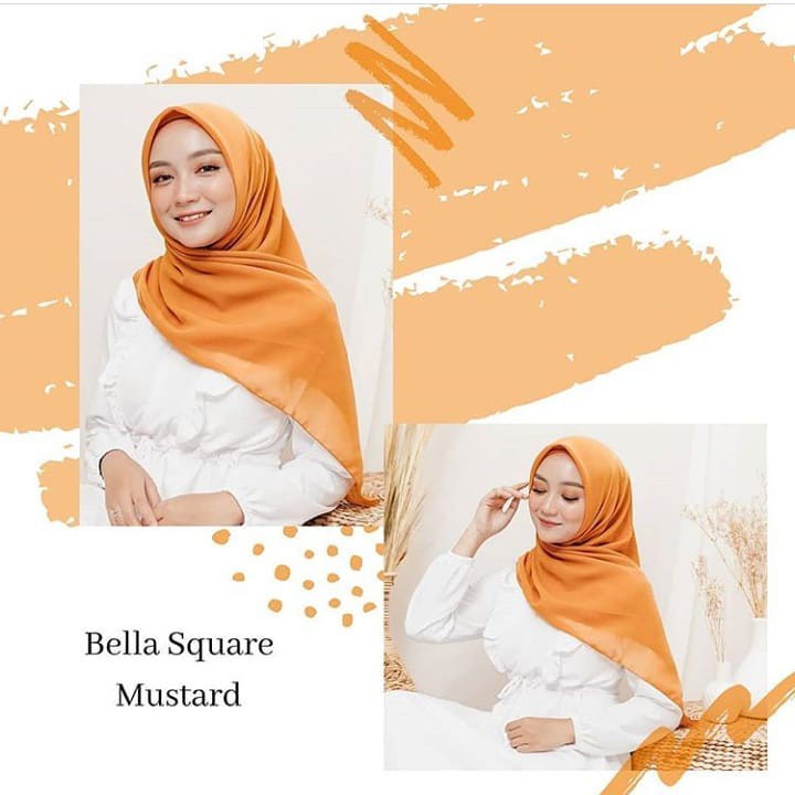 HOT PROMO✅ [JNT] [SICEPAT] BELLA SQUARE MUSTARD/KUNING KUNYIT Bella Square 40 Warna Hijab Segiempat 