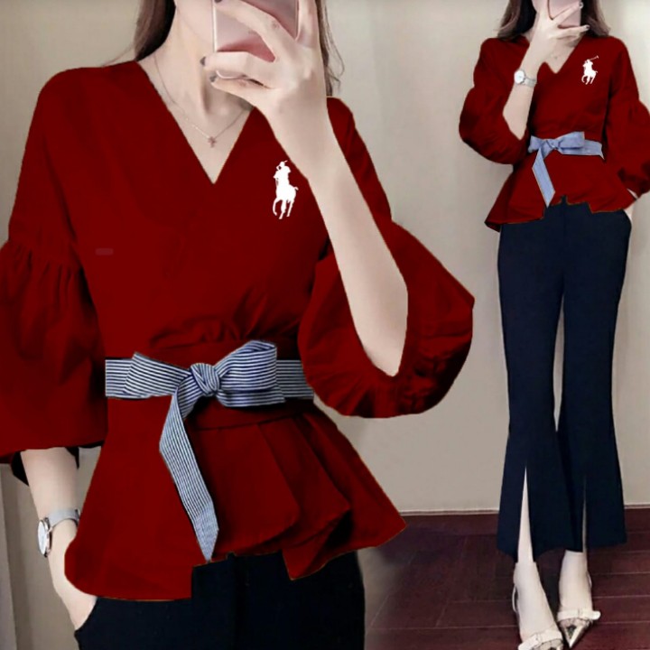 FWG - BLOUSE HORSES / BLOUSE KOREA / BLOUSE / ATASAN WANITA / FASHION WANITA BARU / BAJU ATASAN WANITA