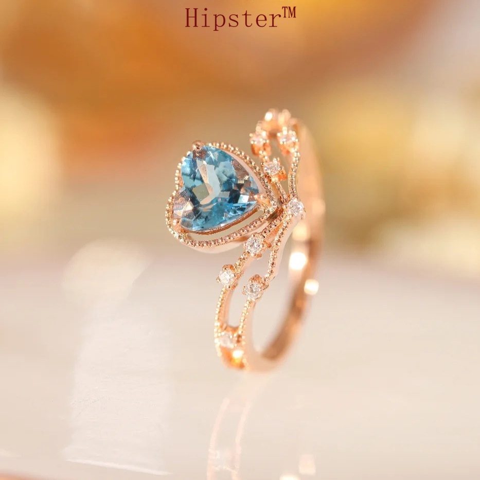 Fashion Luxury Open Ring Ins Heart-Shaped Women