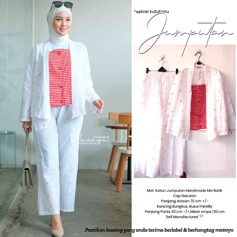 SETCEL BAJU MERAH PUTIH BUSUI FRIENDLY | SETCEL BATIK WANITA | ME TIME SHOP