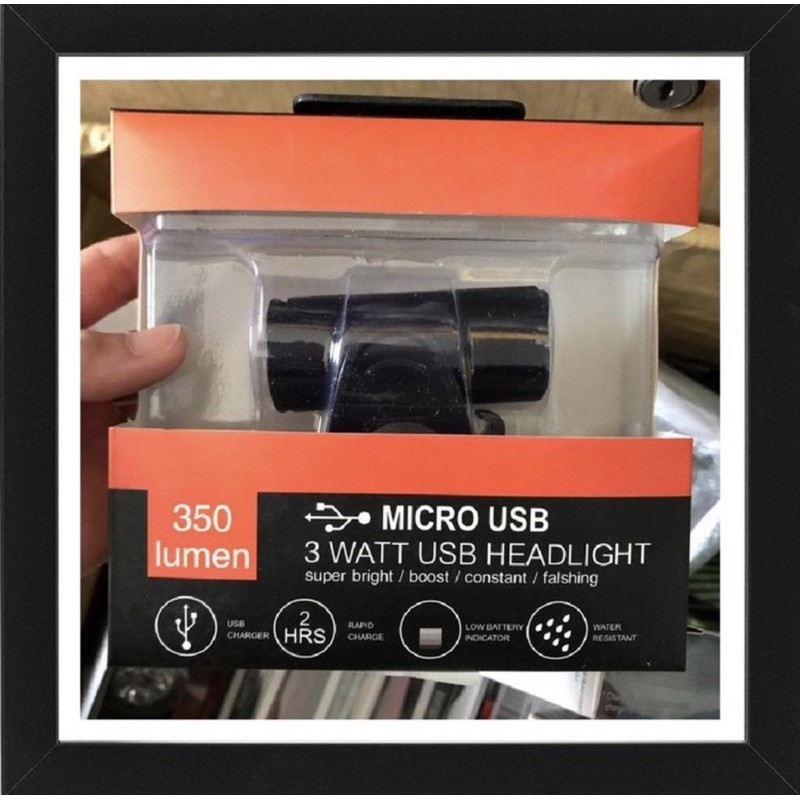 Lampu depan stang sepeda USB 350 LUMENS SILINDER LED TERANG BISA DICAS