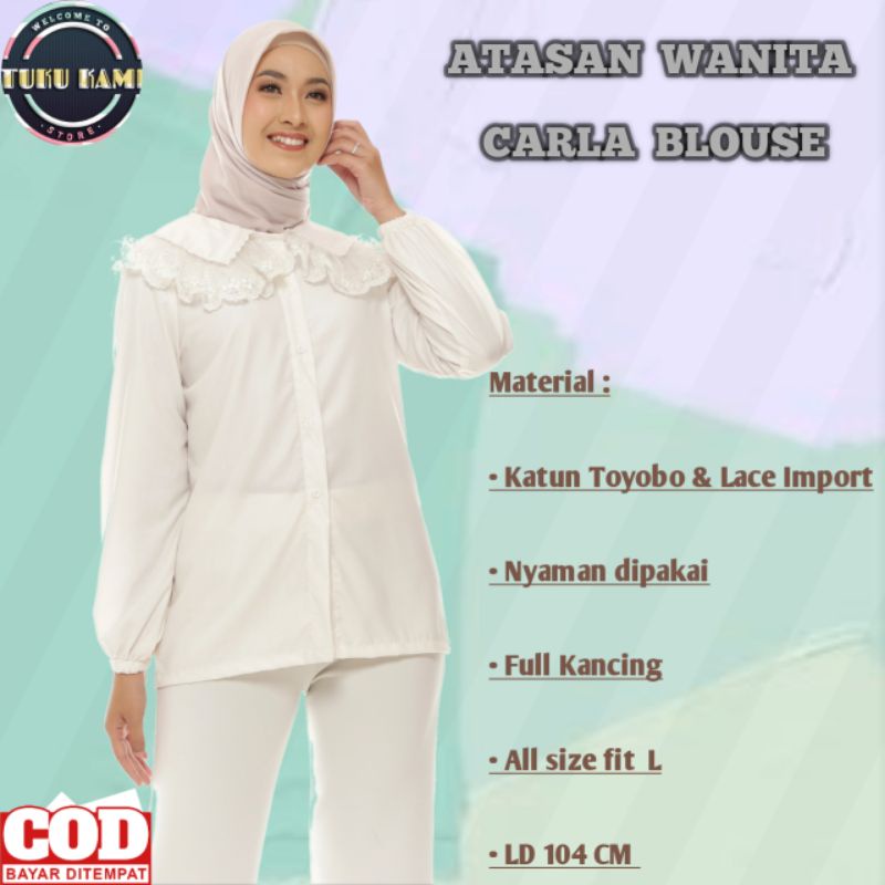 Blouse Wanita Baju Atasan Lengan Panjang Fashion Muslim Wanita Kemeja Blouse Kain Katun Toyobo Blus 
