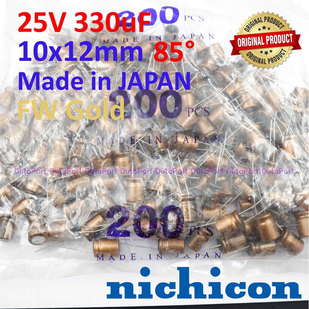 25V 330uF ORIGINAL NICHICON GOLD JAPAN Kapasitor Capasitor Elko Elco