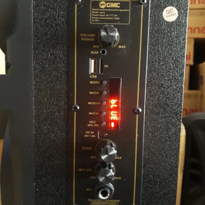 Speaker GMC 897Q Bluetooth Portable 6.5 inch Pairing free Mic Wireless