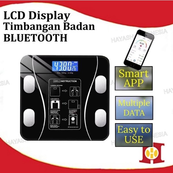 Timbangan Badan Digital Body Fat BMI 180kg Bluetooth Android IOS