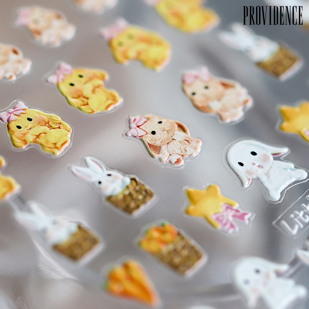 Providence Nail Slider 5D Engraved Pattern High Adhesion Colorful Cute Cartoon Animals Nail Art Sticker for Manicure