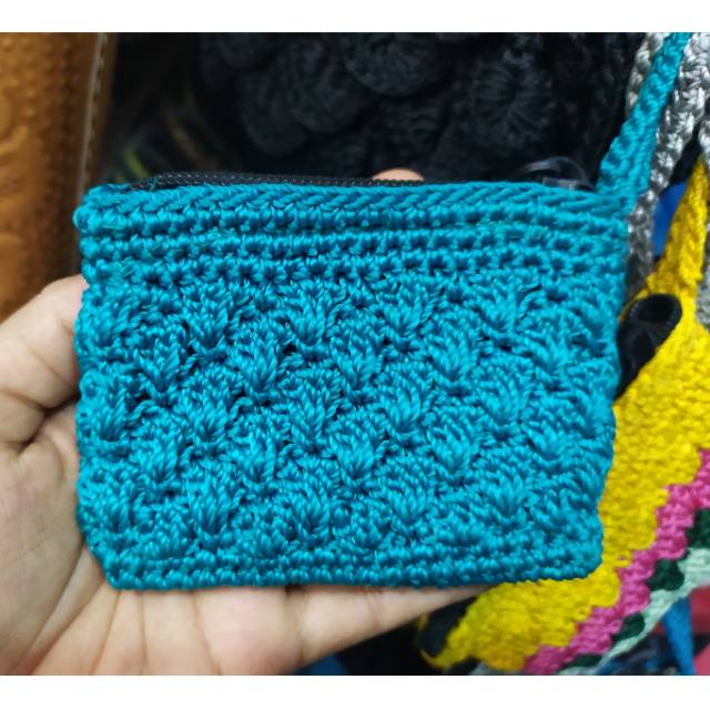 (BISA COD) DOMPET KOIN RAJUT DENGAN RESLETING BAHAN BENANG NYLON UKURAN 10x8 cm