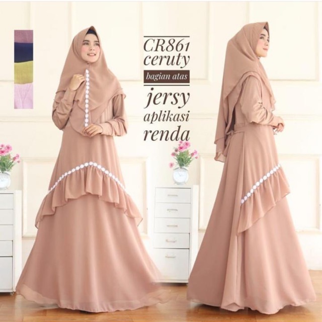 gamis syari full ceruty renda ORIGINAL