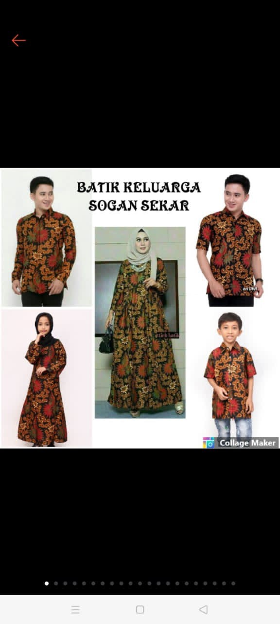 Baju Batik Couple Keluarga Gamis Busui Seragam Batik Keluarga Modern Motif Sogan Sekar Terbaru