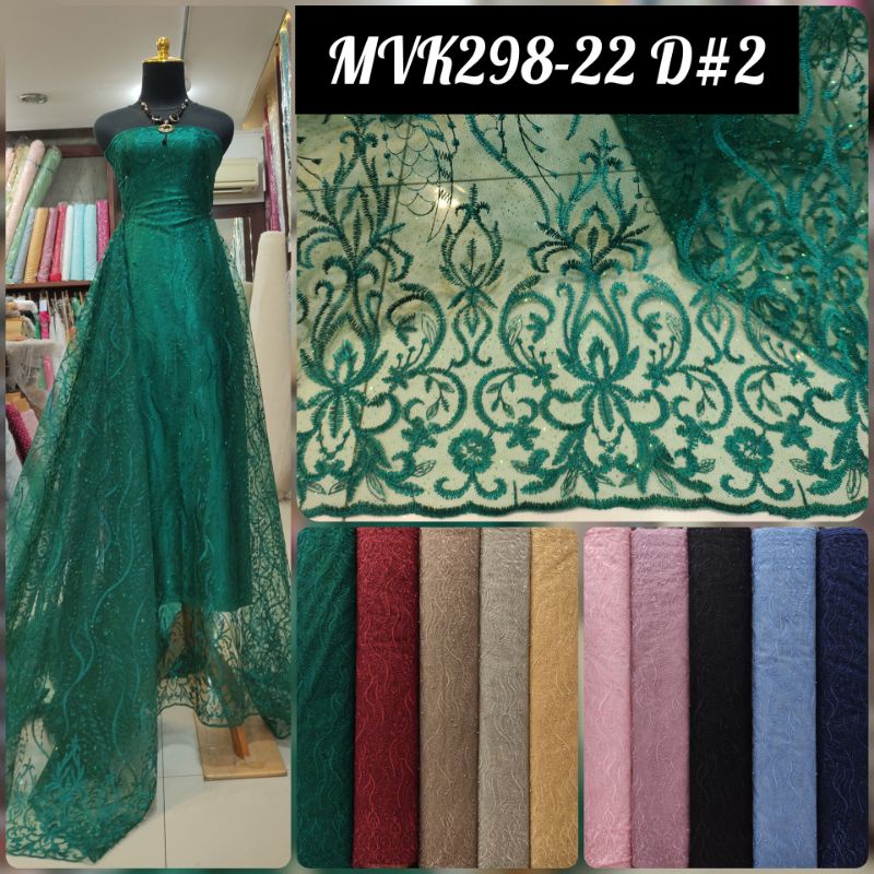 Kain Tile Brokat Motif Bunga Cantik MVK298-22 D#2 (Promo)