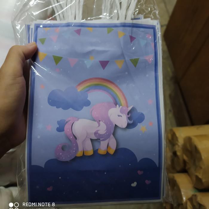 

New Ready Stock !!! Goodie Bag / Paper Bag 15*21*8 Unicorn Biru