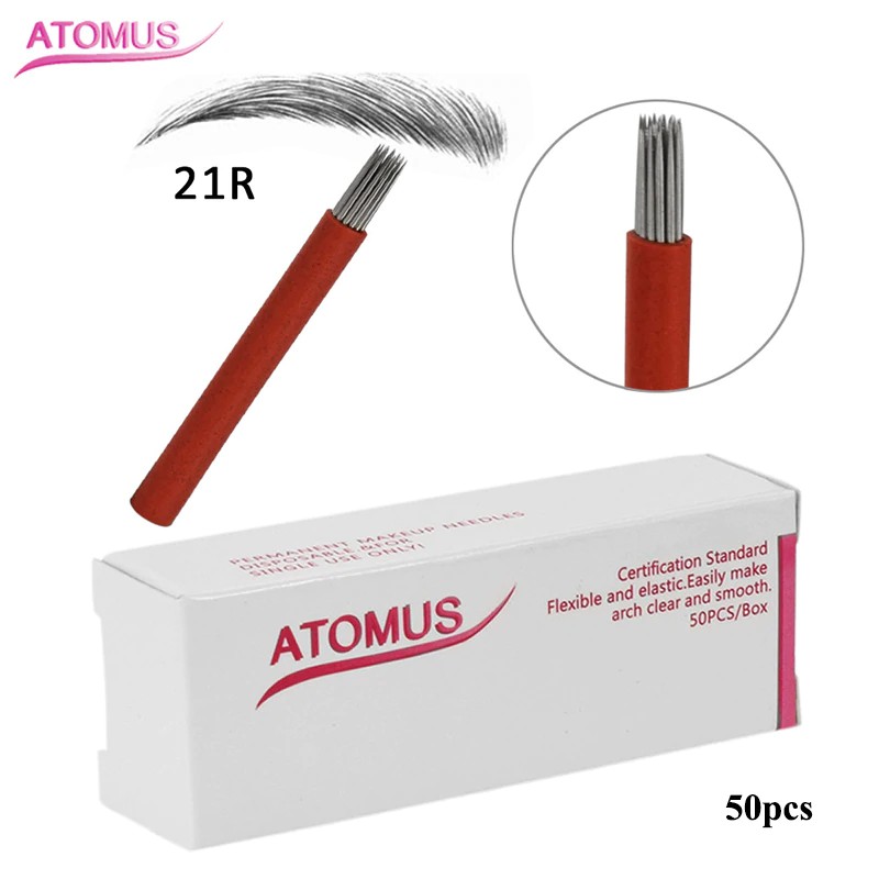 

PRODUK IMPORT 50 Pcs 21 Round Needles For Manual Pen Semi Permanent Makeup Manual Fog Pen Needle