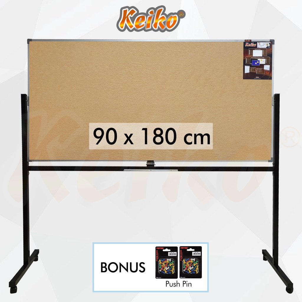 

Softboard / Cork Board / Pin Board / Papan Pengumuman / Mading Standing Polos Keiko 90 x 180 cm