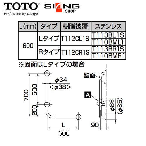 Pegangan Tangan (Hand Rail) TOTO T110BMR1