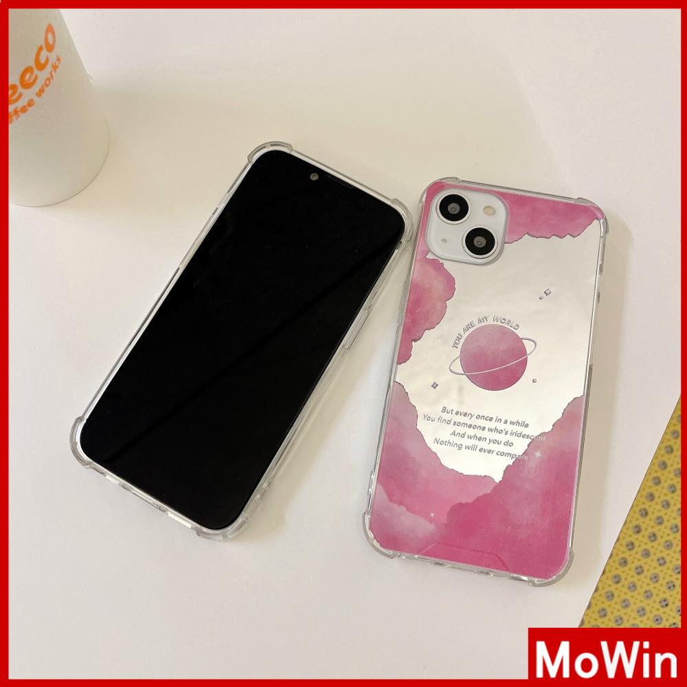 iPhone Case Acrylic HD Makeup Mirror Airbag Shockproof Protection Camera Pink Planet Moon Cloud Compatible For iPhone 11 iPhone 13 Pro Max iPhone 12 Pro Max iPhone 7 Plus iPhone xr