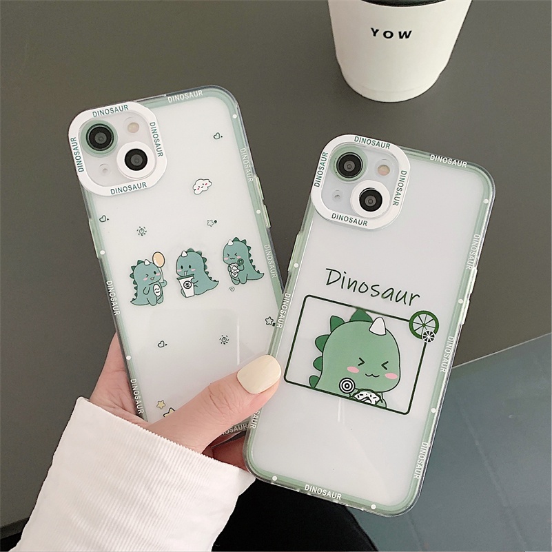 Soft Case Silikon Transparan Motif Dinosaurus Compatible for iPhone 14 13 12 11 Pro Max X Xr Xs Max SE 8 7 6 6s Plus Dinosaur Transparent Phone Case Anti-fall Clear Silicone Soft Case Shockproof Protective Cover