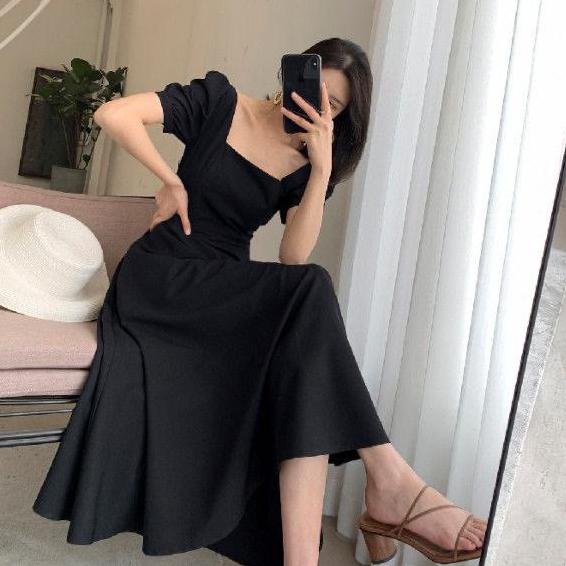 Recomended.. EJ - U Neck Dress // Korean Party Dress Square Neck