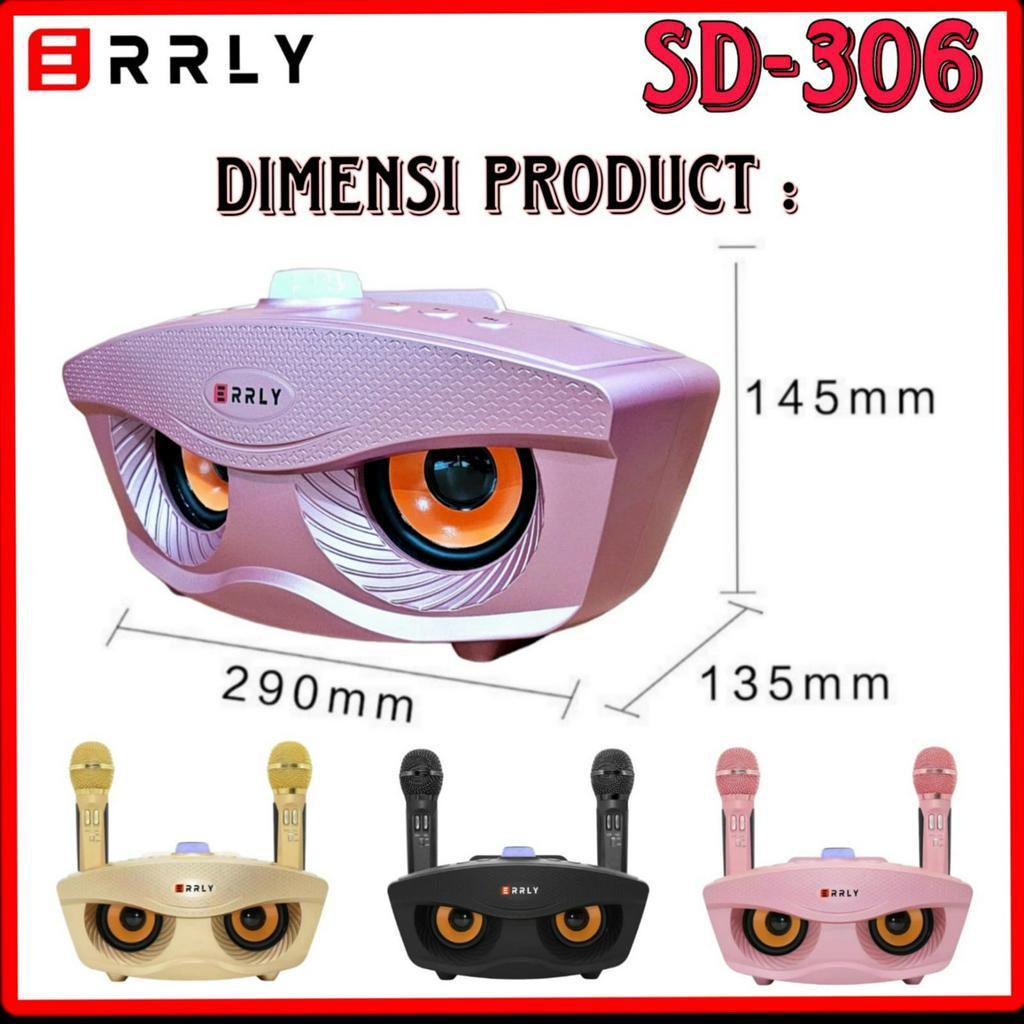 ERRLY SD-306 Speaker Bluetooth Karaoke SDRD SD306 Dengan Dual Mic Microphone Wireless 100% Original Mikrofon Nirkabel