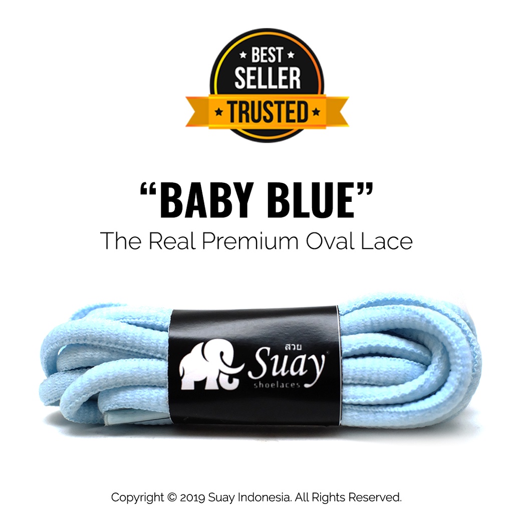 Tali Sepatu Bulat Biru Muda (Oval) Premium Shoelace Baby Blue Surabaya