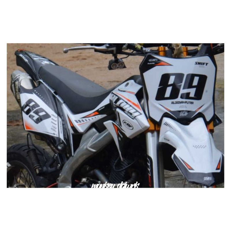 DEKAL STICKER DECAL KLX D-TRACKER SUPERMOTO PUTIH CUSTOM