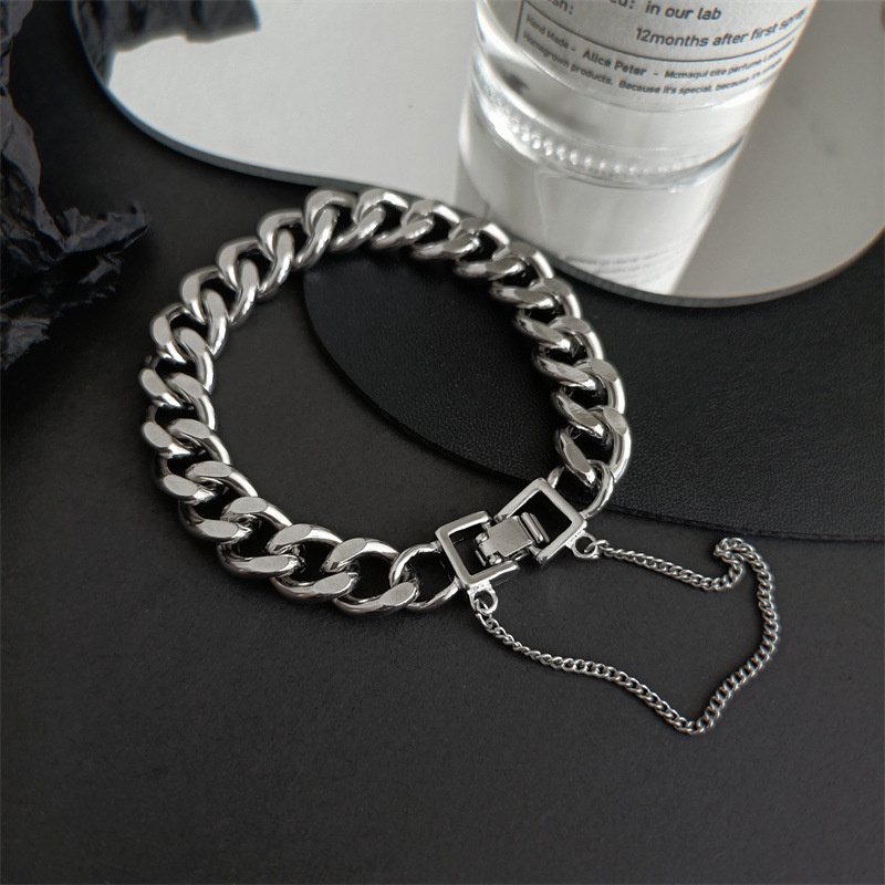 Gelang Rantai Metal Tebal Gaya Hip Hop Untuk Pasangan / Pria / Wanita