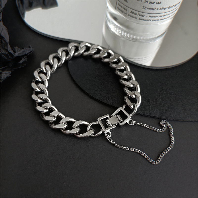 Stainless Steel Thick Chain Bracelet Ins Girlfriends Couple Hip-hop Trendy Hand Jewelry