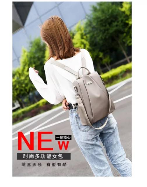 TAS RANSEL BACKPACK ATLAS TA077G3 ANTI AIR WANITA IMPORT KULIAH FASHION ABU GEMBLOK PUNGGUNG SEKOLAH