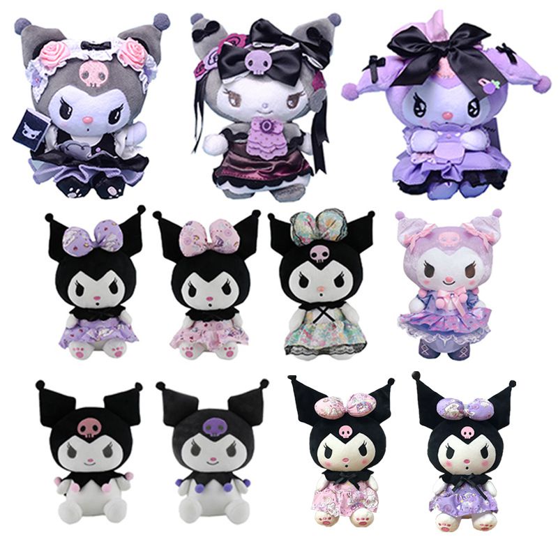 Ready Stock !!! New 10cm/3.9in Kuromi Lolita Plush Key Ring Maid Crossdresser Little Devil Bow Tie Bag Decoration
