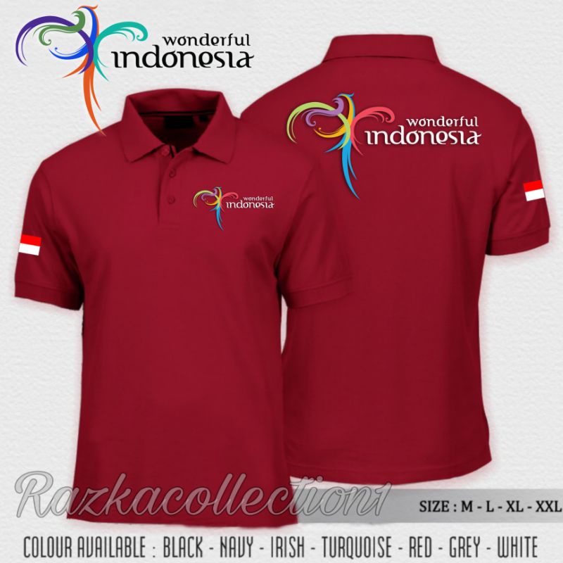 Polo Shirt Wonderful Indonesia / Baju Kaos Kerah Logo Pariwisata Wonderful Indonesia