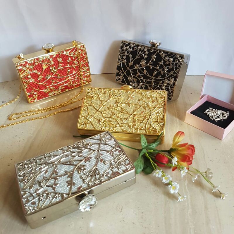 Clutch Pesta Farnell Diamond Party  Import Tas Pesta Kondangan Mata Kristal Permata Berlian Mewah 2656