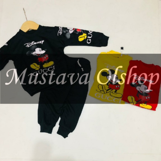 setelan sweater joger GUCCI MICKEY 1-9thn // setelan baby terry anak // baju anak perempuan