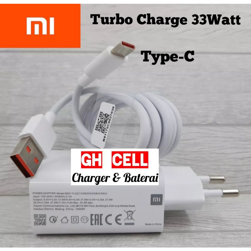 Charger Xiaomi Mi Note 10 Note 10 Pro Note 10 Lite Turbo 33W Type C