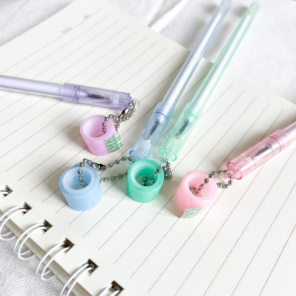 PULPEN GANTUNGAN SOLATIP MINI LUCU IMUT STATIONARY UNIK HARGA TERMURAH PEN GEL ADA GANTUNGAN SELOTIP NYA READY 4 WARNA UNGU BIRU PINK HIJAU-UNGU