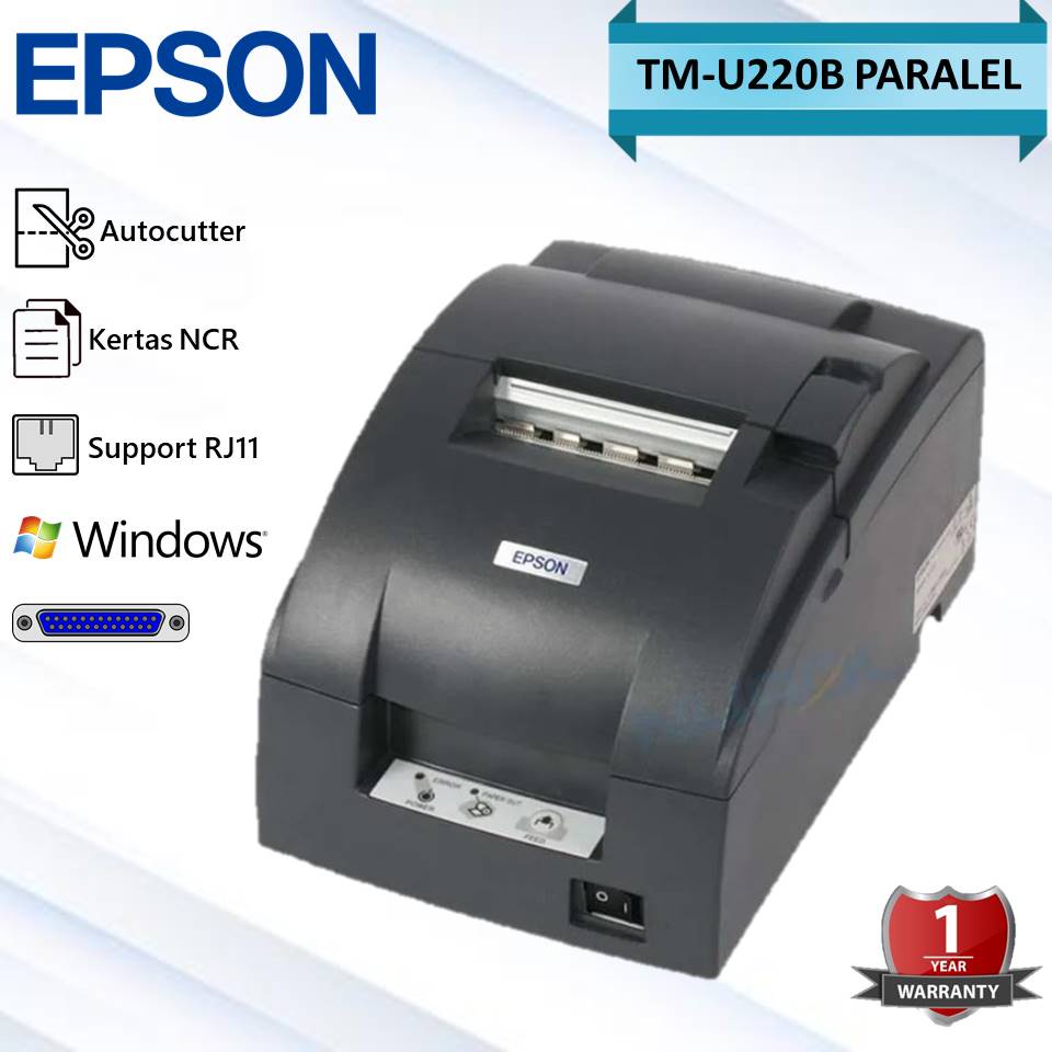 PRINTER POS STRUK DOT MATRIX EPSON TMU220B - TMU 220 B - 220B AUTO CUT USB/LAN/PARALEL