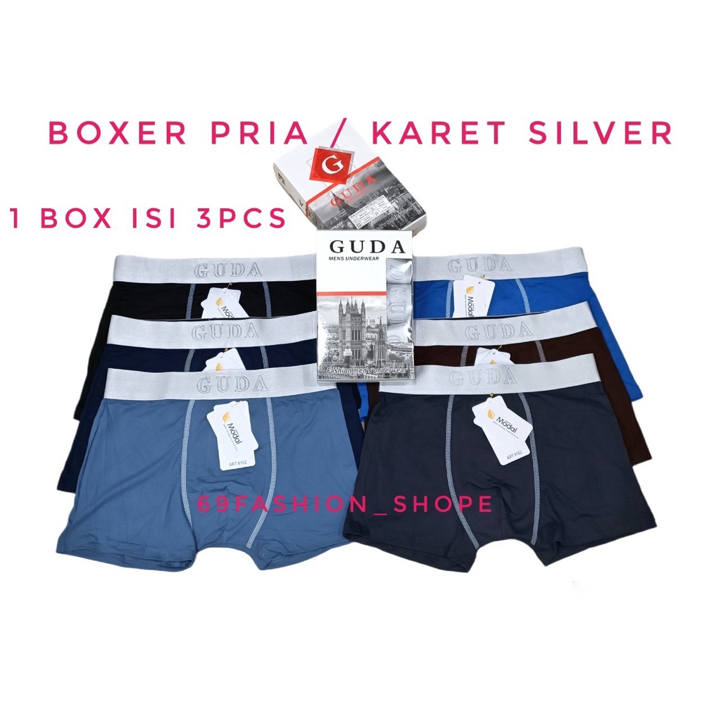 ISI 3 PCS BOXER PRIA IMPORT POLOLI PREMIUM MURAH HARGA 3PCS /BOX PAKAIAN DALAM PRIA BRANDED GUDA IMPORT KARET BESAR FASHION