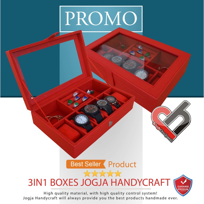 (PROMO) Box Kotak Jam Tangan isi 6 + Tempat Perhiasan &amp; Aksesoris