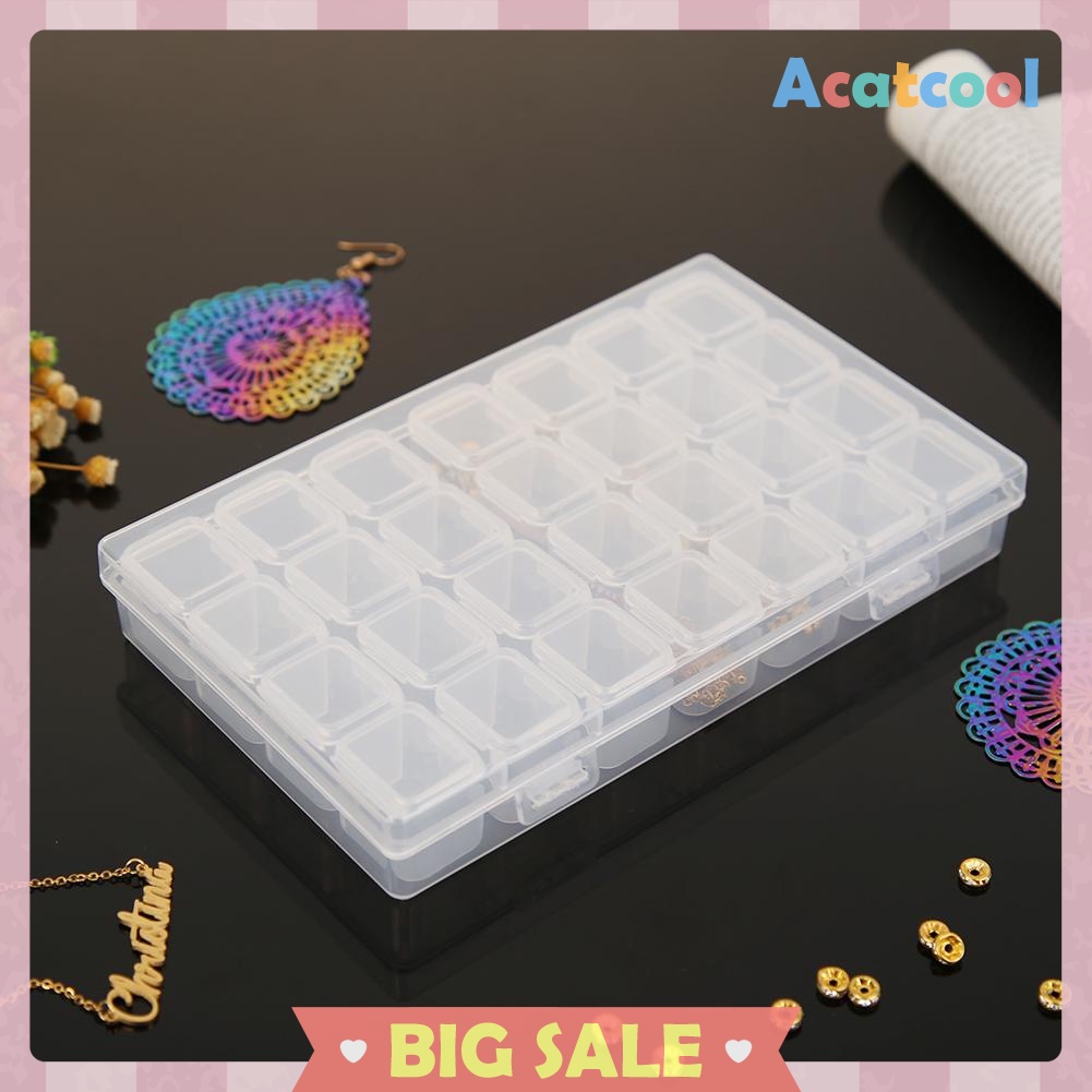 28 Lattices Transparent Container Diamond Painting Accessories Storage Box