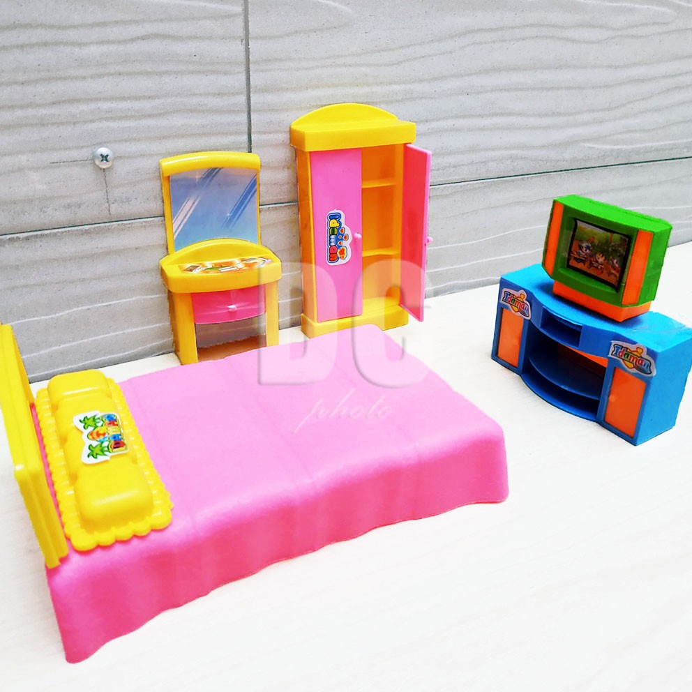 Perabot Set Mainan Perabotan Kamar Tidur Berbie Bedroom Set