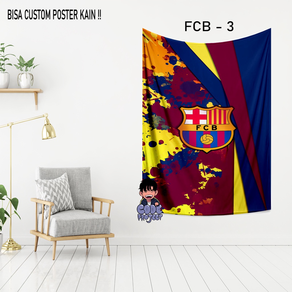 POSTER KAIN BARCELONA - hiasan dinding barcelona - custom hiasan dinding - hiasan kamar poster kain 