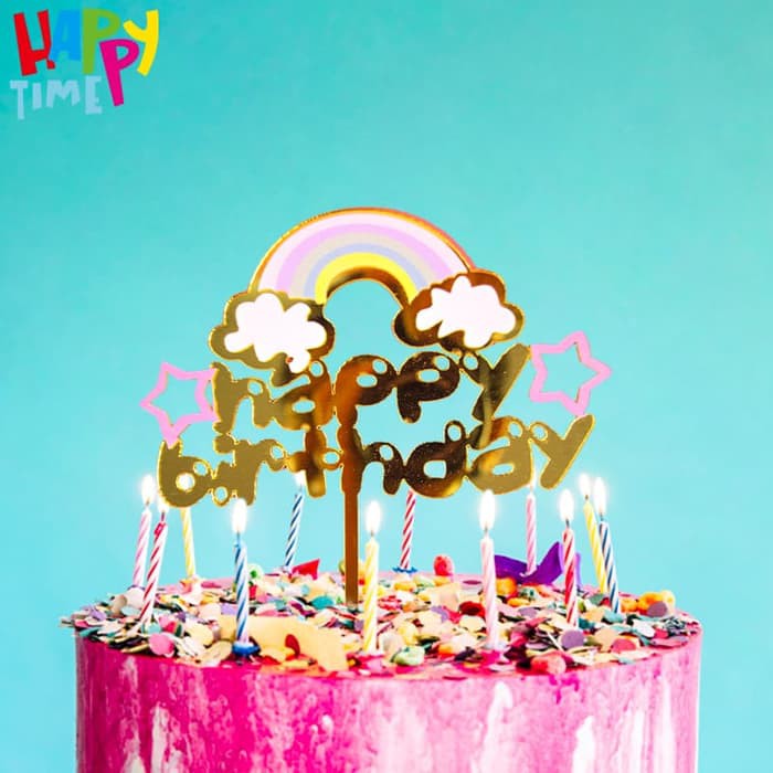 CAKE TOPPER ACRYLIC KARAKTER HAPPY BIRTHDAY HIASAN CAKE TOPPER MURAH