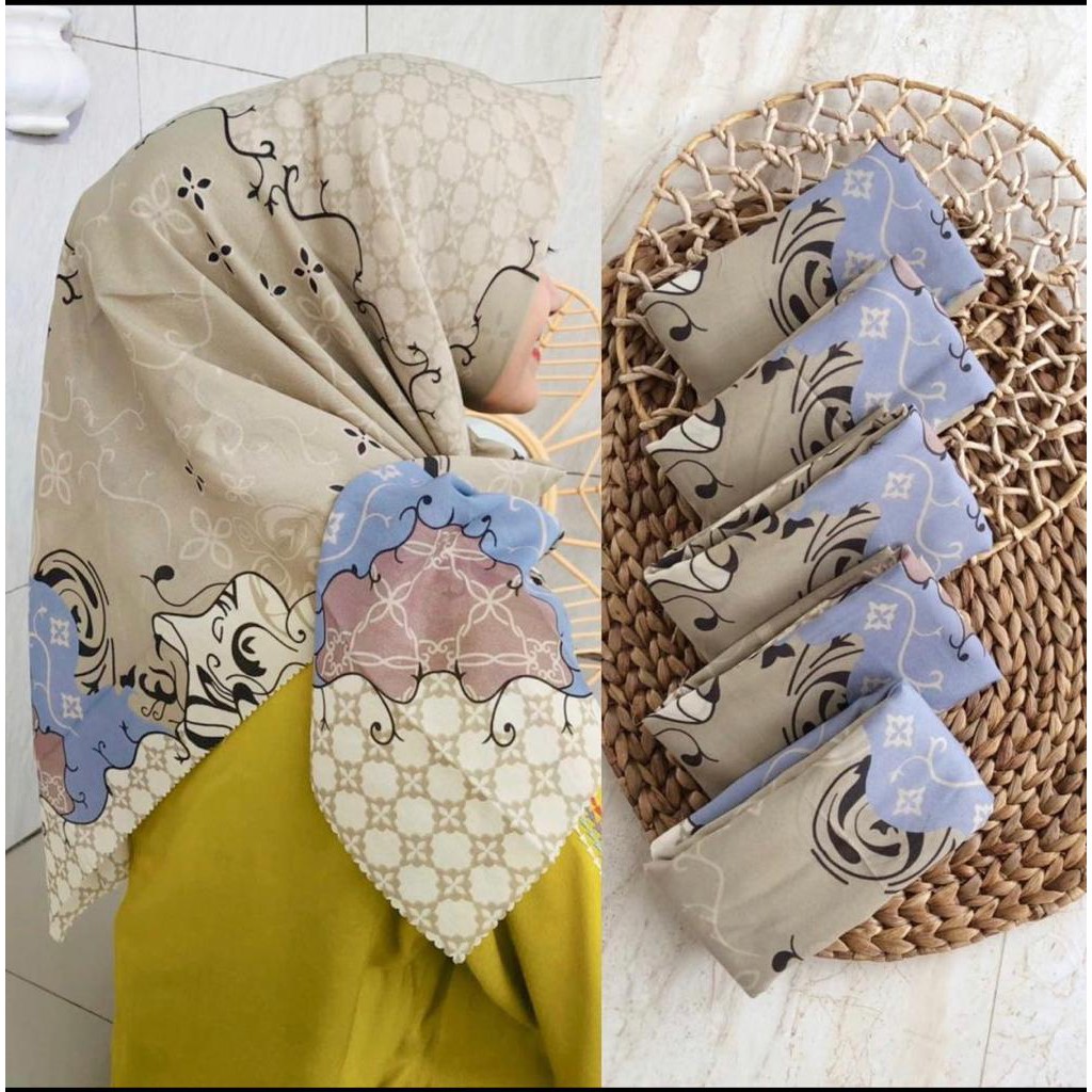 HIJAB PREMIUM//KERUDUNG MOTIF//KERUDUNG BEST SELER//SEGI EMPAT JUMBO//DENAY.FH .OSLO