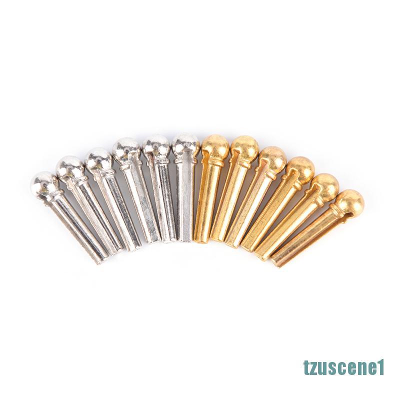 ❤adornmentno1❤ 6pcs Metal Bridge Pin Folk Acoustic Guitar String Pin Peg Nail silver/gold color